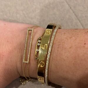 Double Yellow Gold Diamond Bar Bracelet